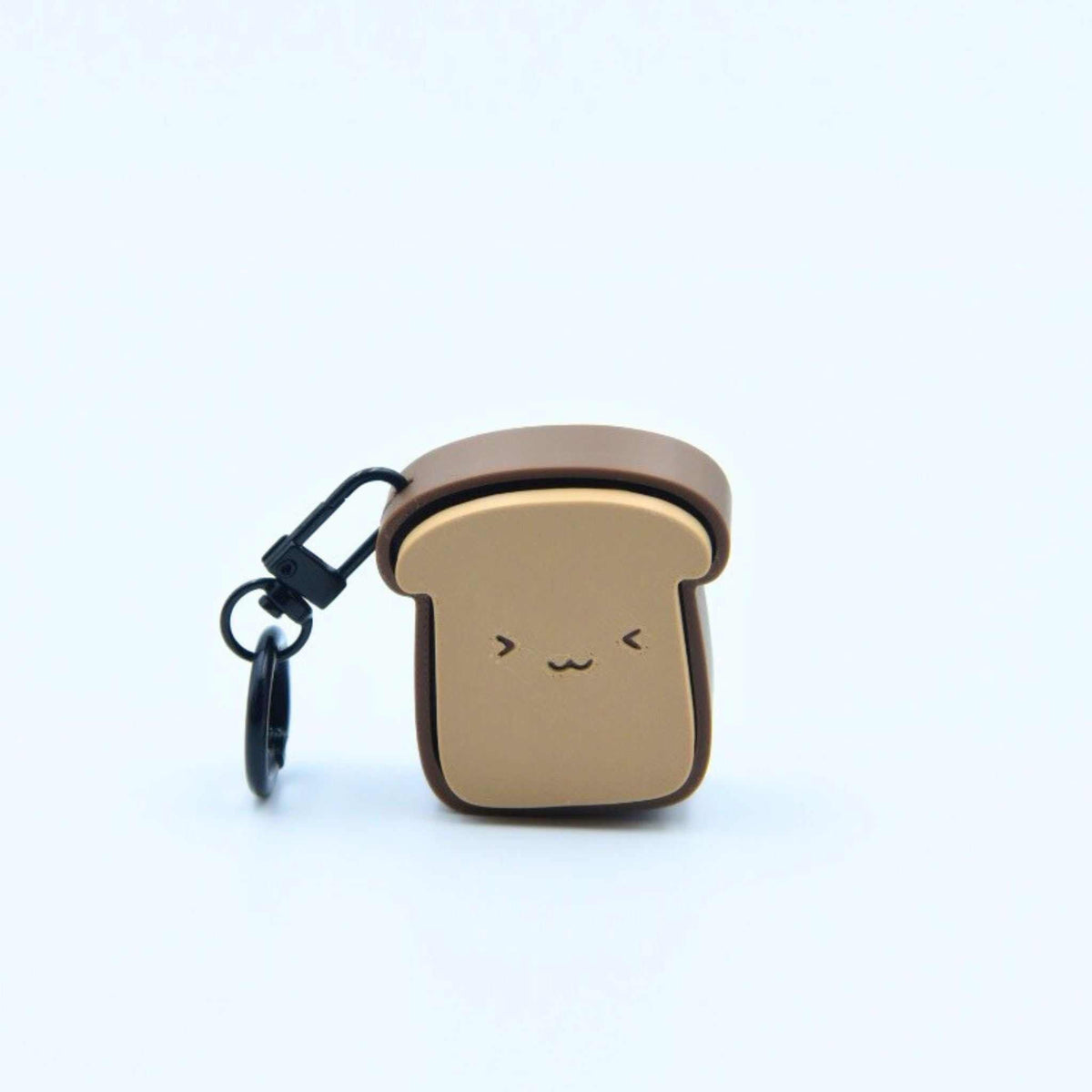 Toastie Meow Clicky Keychain set featuring cute cat faces on toast-shaped fidget keychains with different designs including Sunny Egg Toast and Plain Purrfect Toast.