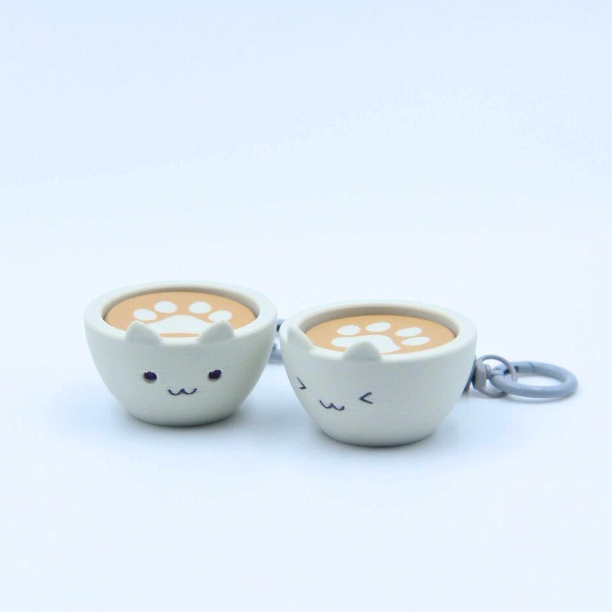 Cappuccino Meow Clicky Keychain - Cute Coffee Cat Fidget Toy for
