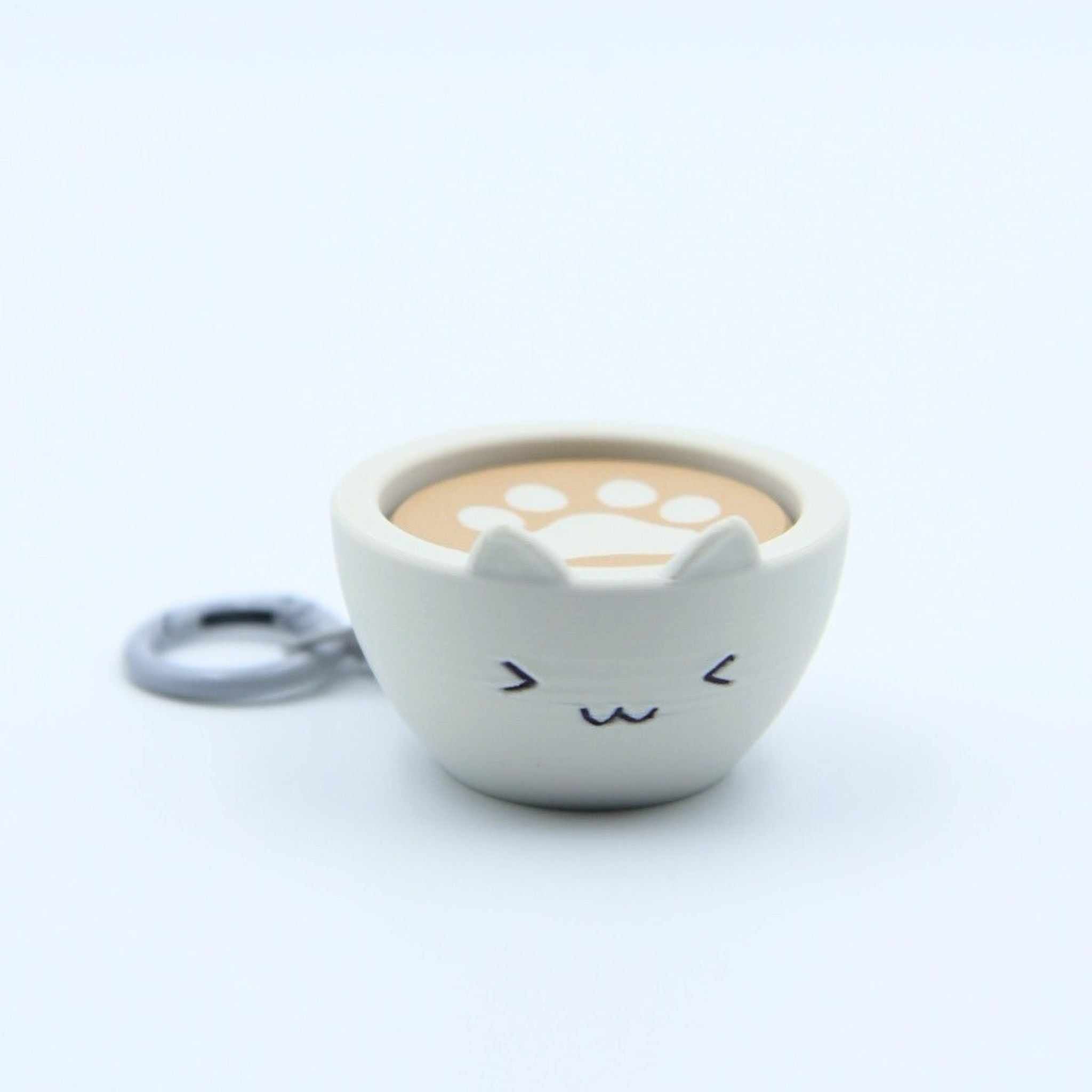 Cappuccino Meow Clicky Keychain - Cute Coffee Cat Fidget Toy for